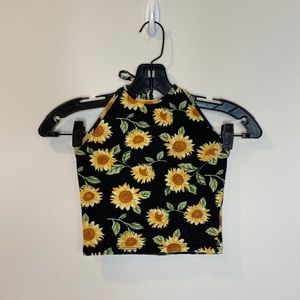 Sunflower halter crop top